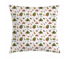 Campfire with Map Lantern Pillow Cover
