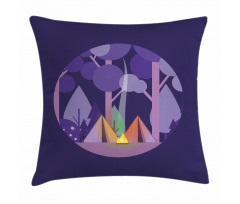Forest Scenery with Tents Pillow Cover