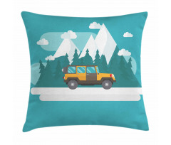 Journey in Snowy Winter Season Pillow Cover