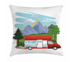 Caravan Forest Nature Scenery Pillow Cover