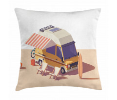 Camper Van Chairs and Surfboard Pillow Cover