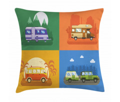 Touristic Camp Areas Colorful Pillow Cover