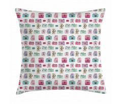 Retro Style Devices Pillow Cover