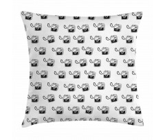 Doodle Retro Photo Devices Pillow Cover