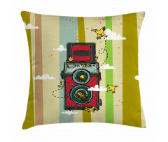 2 Lenses and Birds Clouds Pillow Cover