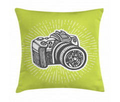 Sketch Style Camera Design Pillow Cover