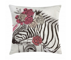 Zebra Head Say Cheese Words Pillow Cover