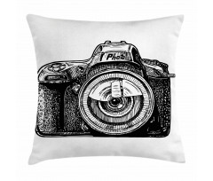 Monochromatic Style Camera Pillow Cover