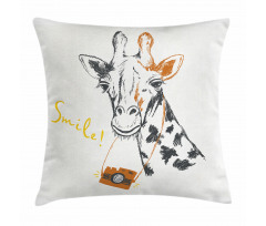 Smile Words with Giraffe Pillow Cover
