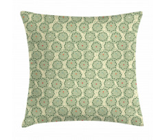 Leafy Circles with Flowers Pillow Cover