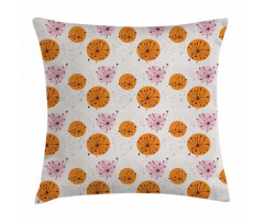 Pink Orange Spots Flowers Pillow Cover