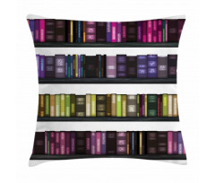 Colorful Books on Shelves Pillow Cover