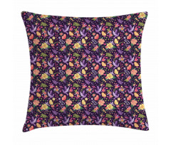 Birds and Colorful Flowers Pillow Cover