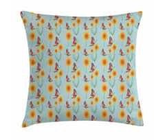 Butterflies Flying Dandelion Pillow Cover