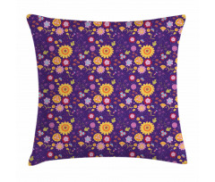 Cartoon Style Flower Blossom Pillow Cover