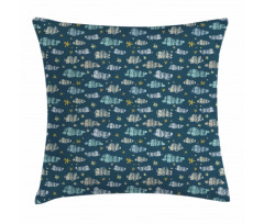 Grunge Clouds and Stars Pillow Cover