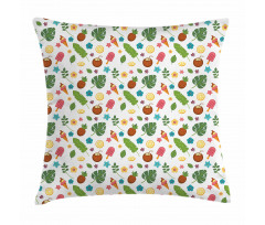 Ice Cream and Exotic Leaves Pillow Cover