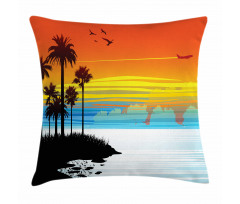 Sunset Sky with Seagulls Pillow Cover