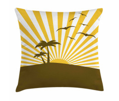 Island with Palms Seagulls Pillow Cover