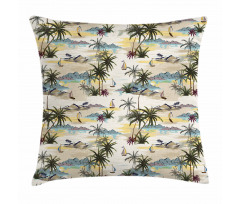 Pastel Hawaii Island Scene Pillow Cover