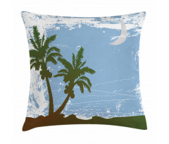 Grunge Island at Night Pillow Cover