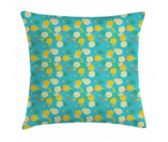 Flowers on Blue Pattern Pillow Cover