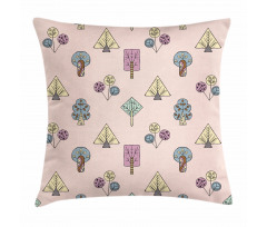 Cartoon Inspired Trees Pillow Cover