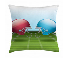 Football Hardhats on Field Pillow Cover