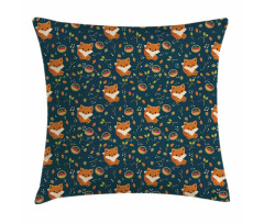 Fox Basket of Raspberry Pillow Cover
