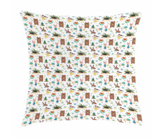Cheerful Woodland Cartoon Pillow Cover