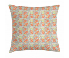 Romantic Poppies Pastel Tone Pillow Cover