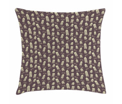 Retro Houses and Bicycles Pillow Cover