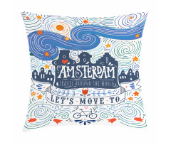 Canal Houses Travel Words Pillow Cover