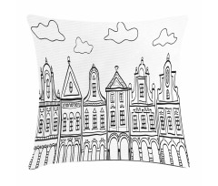 Village Houses Theme Pillow Cover
