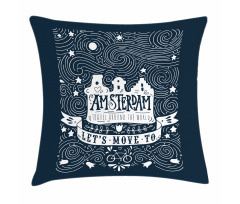 Travel Words with Stars Pillow Cover