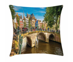 Old Bridge over a Canal Pillow Cover