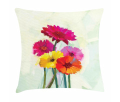 Oil Painting Flowers Pillow Cover