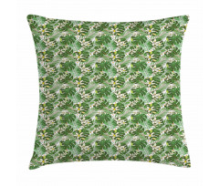 Flowers and Fern Leaves Pillow Cover