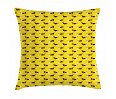 Fun Pet Characters on Yellow Pillow Cover