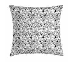 Monochrome Doodle Art Animals Pillow Cover