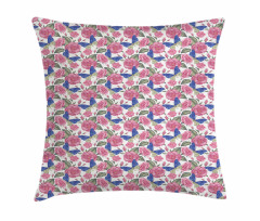 Butterflies Pink Flowers Pillow Cover