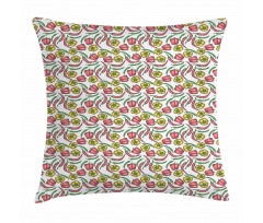 Sketch Style Peppers Pattern Pillow Cover
