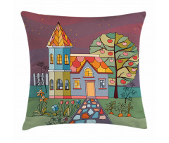 Country House with a Garden Pillow Cover