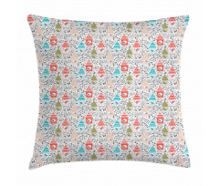 Flowers Sketch Bird Houses Pillow Cover