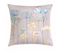 Flowers with Colorful Stems Pillow Cover