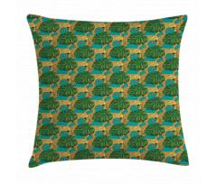 Animals and Monstera Leaves Pillow Cover