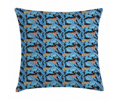 Blue Tropical Leaves Hawaii Pillow Cover