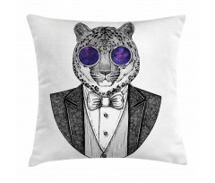 Hipster Animal in a Suit Pillow Cover