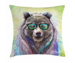 Colored Wild Bear Art Pillow Cover