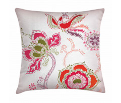 Mystic Bird Eastern Floral Pillow Cover